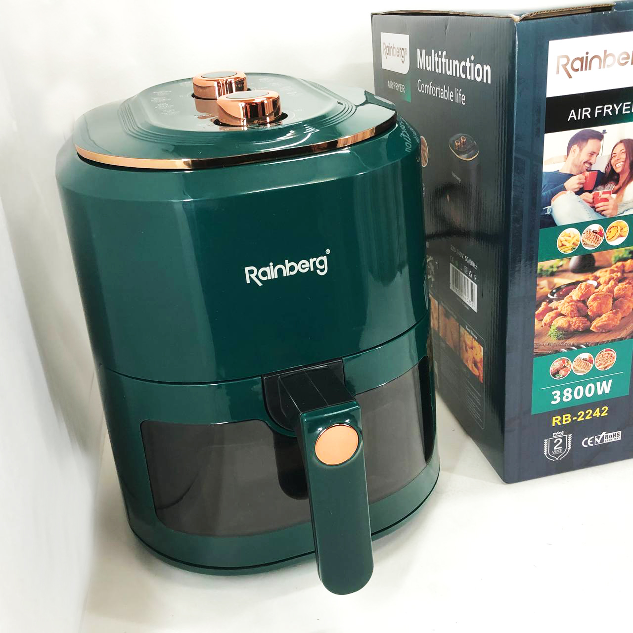 Аерофрітюрниця Rainberg RB-2242 на 7,5 л 3800 Вт з таймером безмасляна Green - Зображення 4