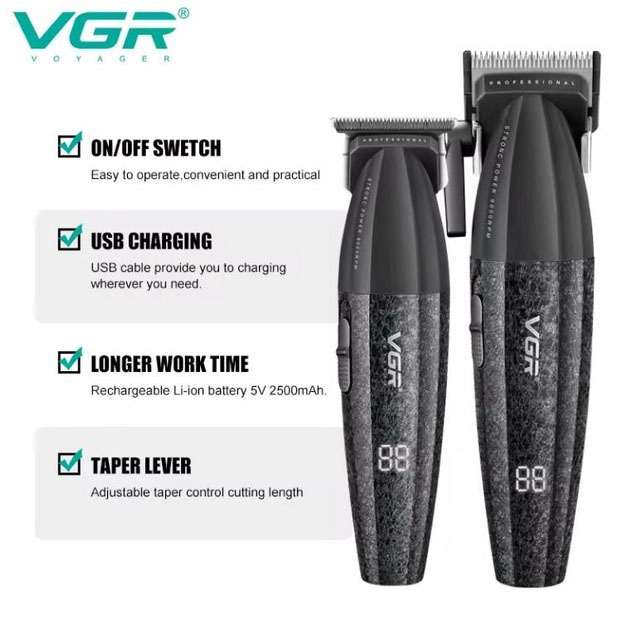 Набір для стрижки VGR V-640 акумуляторний Barber Combo PREMIUM чорного кольору - Зображення 6