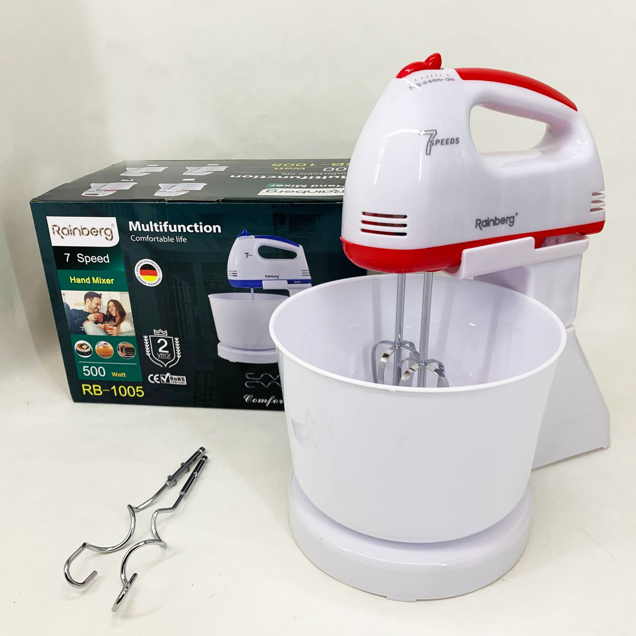 Міксер Rainberg RB-1005 7 швидкостей 500 Вт з чашею 2 л Red - Зображення 5