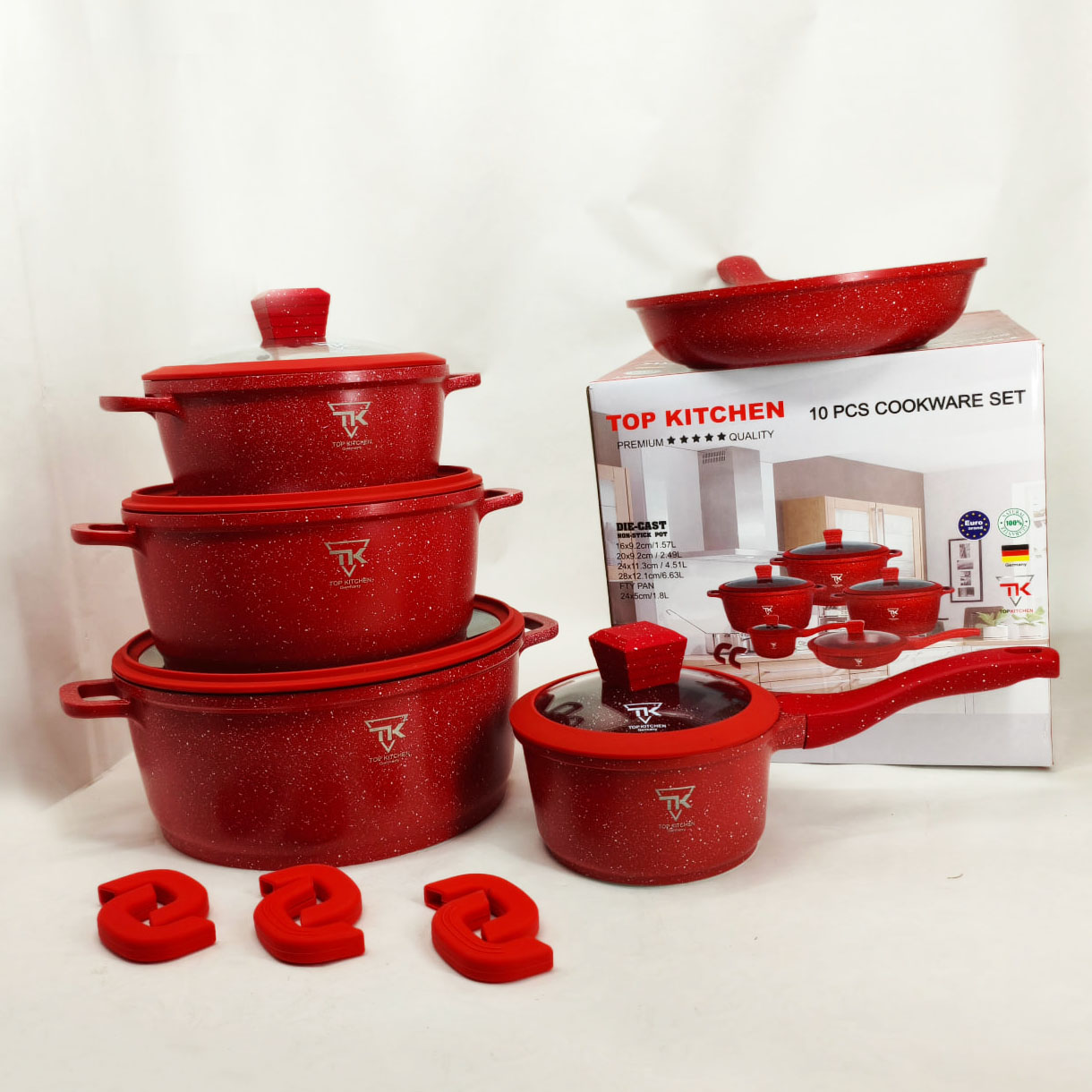 Набір каструль Top Kitchen TK00050 10 предметів з антипригарним покриттям Red - Зображення 5