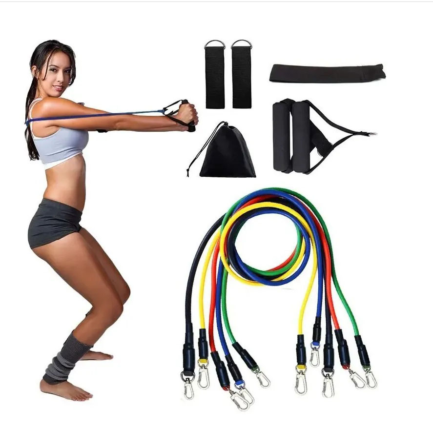 Эспандер резина для зарядок exercise pipe, эспандер резиновый жгут упражнения, Фитнес резинки 5 в 1 - Зображення 11