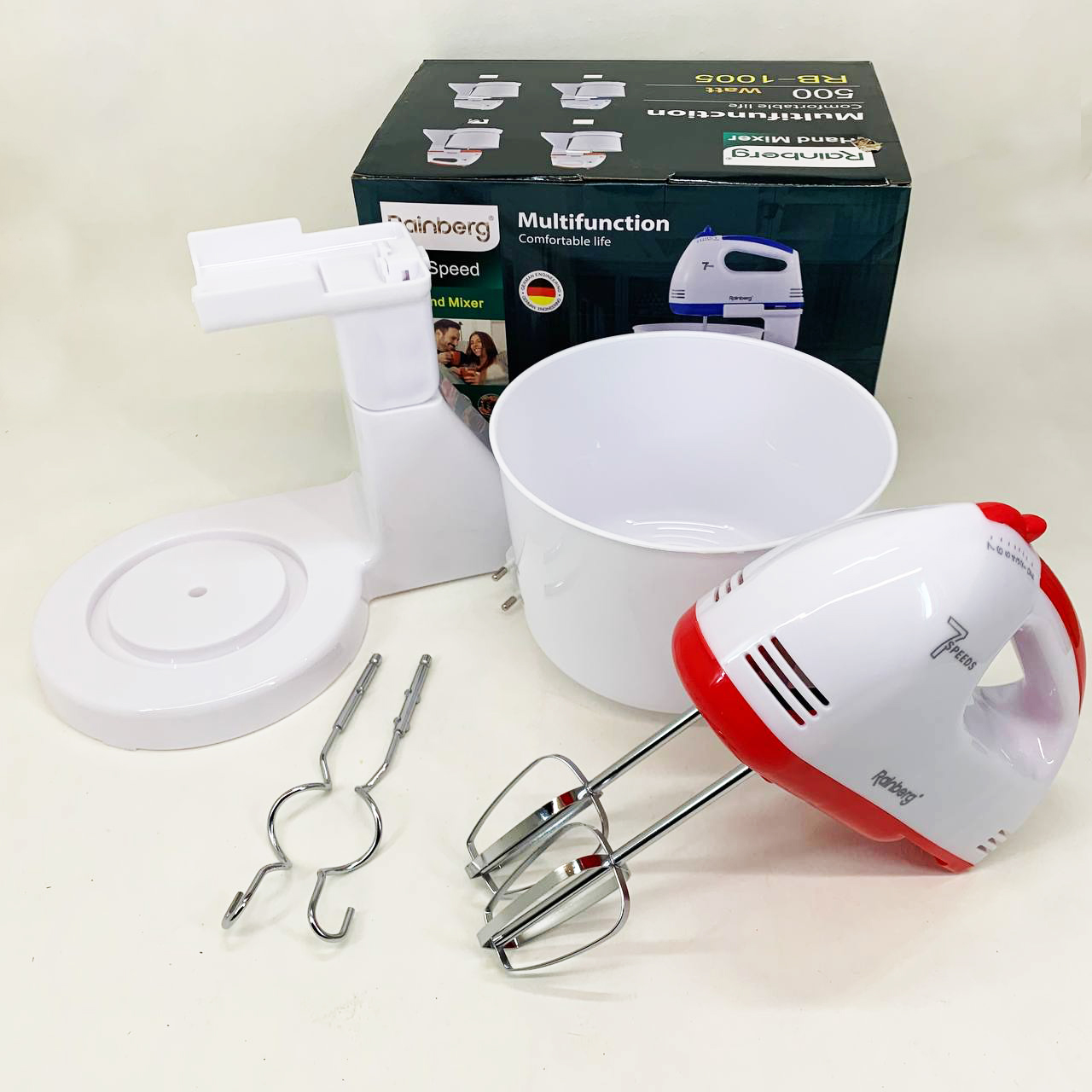 Міксер Rainberg RB-1005 7 швидкостей 500 Вт з чашею 2 л Red - Зображення 2