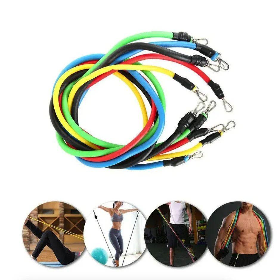 Эспандер резина для зарядок exercise pipe, эспандер резиновый жгут упражнения, Фитнес резинки 5 в 1 - Зображення 6