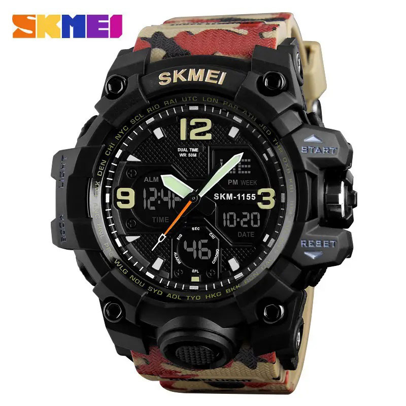 Наручний годинник SKMEI 1155BAG червоний камуфляж для чоловіка