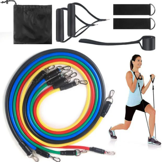 Эспандер резина для зарядок exercise pipe, эспандер резиновый жгут упражнения, Фитнес резинки 5 в 1 - Зображення 15