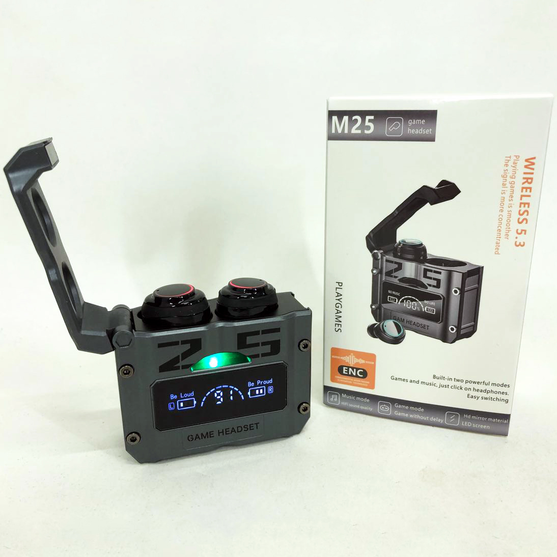 Бездротові навушники M25 Bluetooth 5,3 ігрові механічні армовані подвійного режиму - Зображення 2