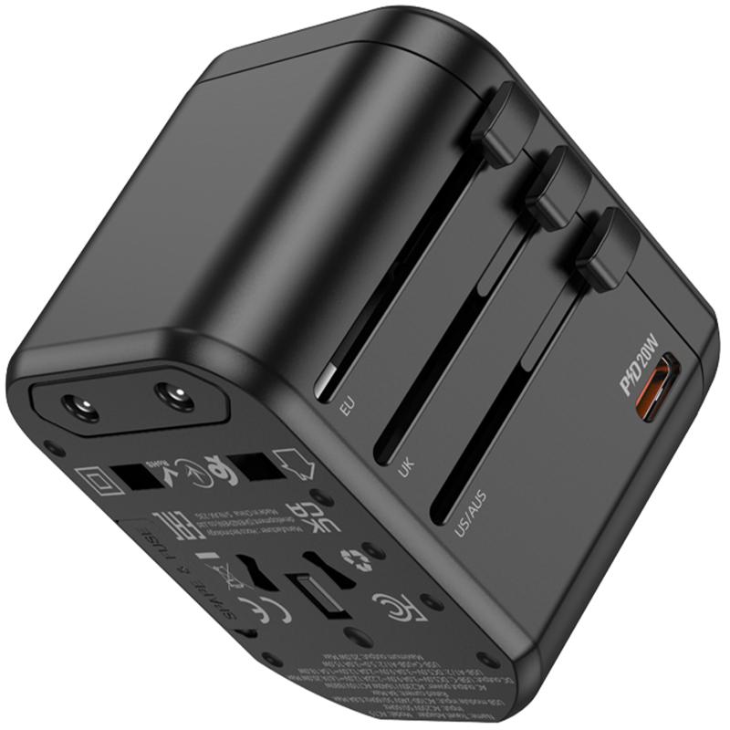 Мережевий універсальний перехідник Hoco AC15 Walker PD20W+QC3.0 (2USB-A/1C) (EU) - Зображення 3