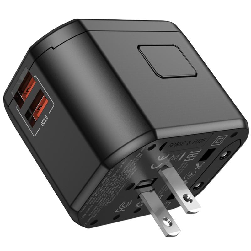 Мережевий універсальний перехідник Hoco AC15 Walker PD20W+QC3.0 (2USB-A/1C) (EU) - Зображення 5