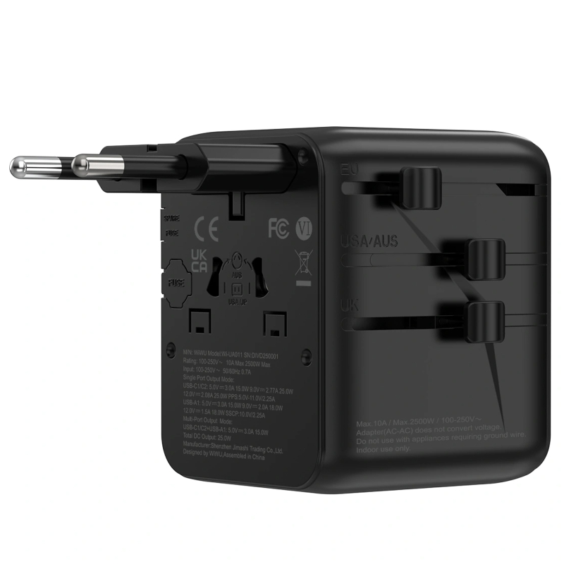 Мережевий універсальний перехідник WIWU UA011 Warrior GaN 25W + 1USB-A/2C - Зображення 2