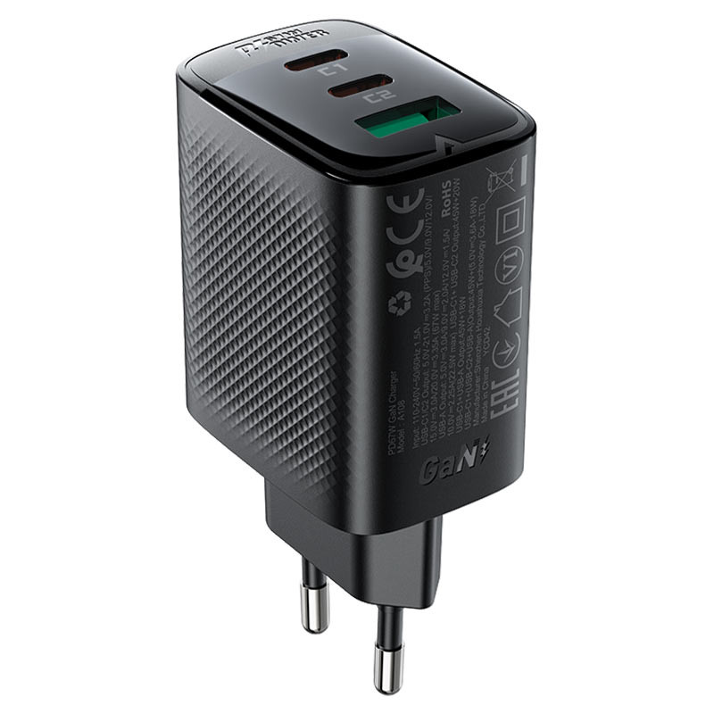 Мережевий зарядний пристрій Acefast A108 GaN PD67W (1USB-A/2C)