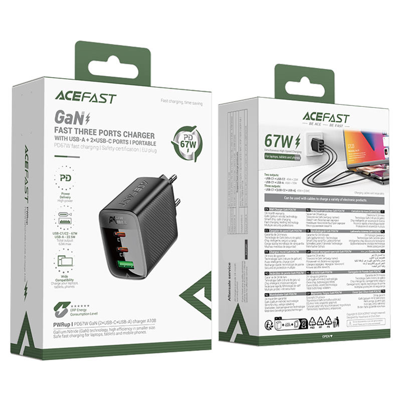 Мережевий зарядний пристрій Acefast A108 GaN PD67W (1USB-A/2C) - Зображення 6