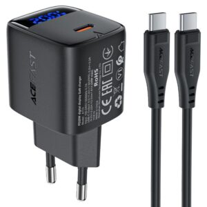 Мережевий зарядний пристрій Acefast A113 PD20W GaN (1USB-C) + кабель Type-C to Type-C