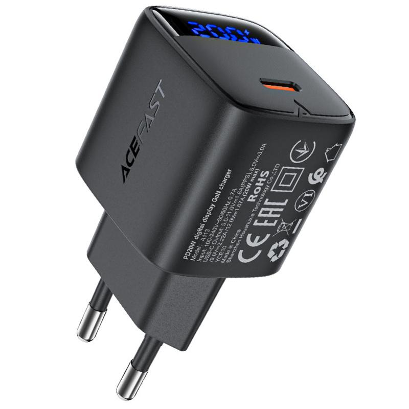 Мережевий зарядний пристрій Acefast A113 PD20W GaN (1USB-C) + кабель Type-C to Type-C - Зображення 2