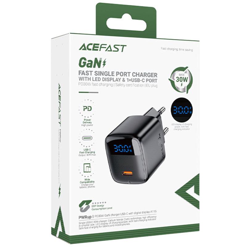Мережевий зарядний пристрій Acefast A113 PD20W GaN (1USB-C) + кабель Type-C to Type-C - Зображення 3