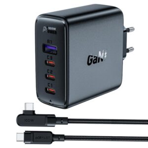 Мережевий зарядний пристрій Acefast A37 PD100W+QC3.0 GaN (1USB-A/3C) + кабель Type-C to Type-C 2m