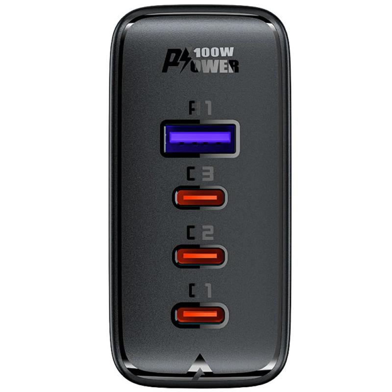Мережевий зарядний пристрій Acefast A37 PD100W+QC3.0 GaN (1USB-A/3C) + кабель Type-C to Type-C 2m - Зображення 3