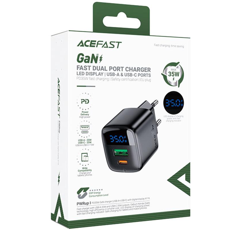 Мережевий зарядний пристрій Acefast A116 PD35W+QC3.0 GaN (1USB-A/1C) - Зображення 2