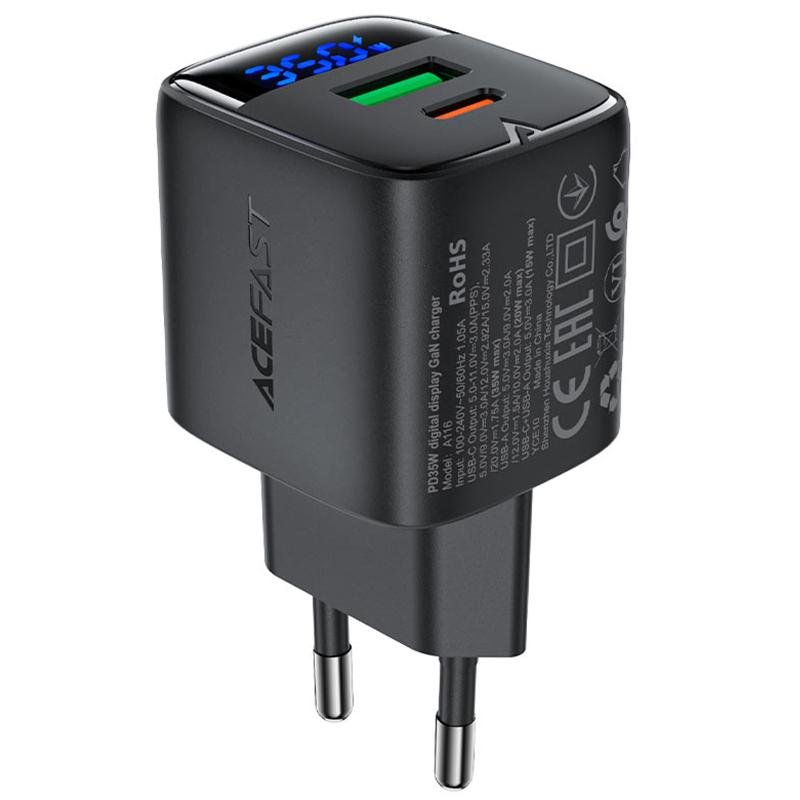 Мережевий зарядний пристрій Acefast A116 PD35W+QC3.0 GaN (1USB-A/1C) - Зображення 3