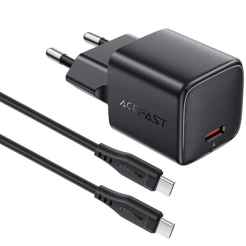 Мережевий зарядний пристрій Acefast A118 PD30W GaN (1USB-C) + кабель Type-C to Type-C - Зображення 2