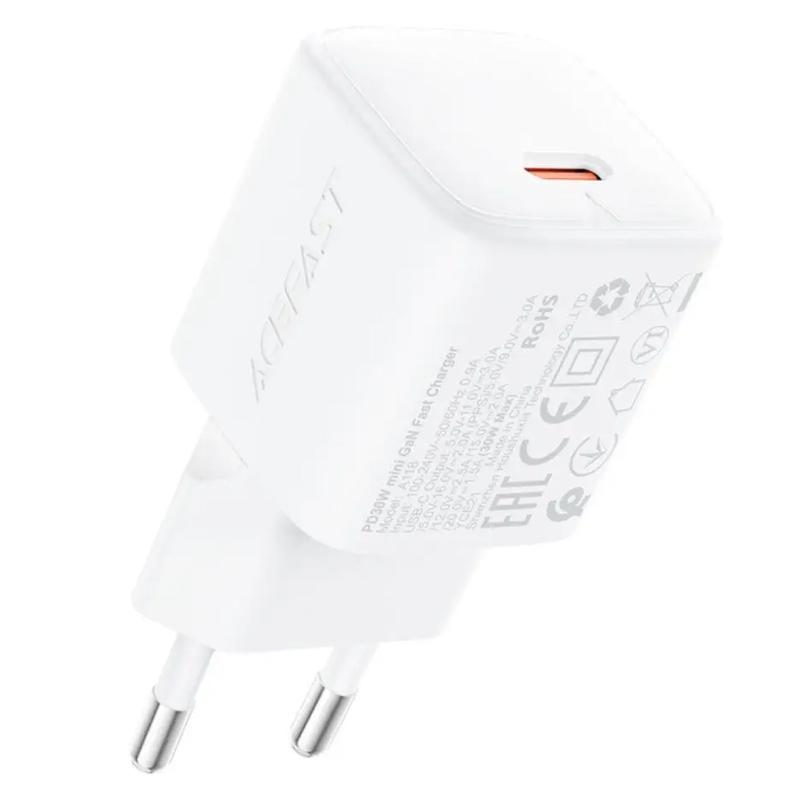 Мережевий зарядний пристрій Acefast A118 PD30W GaN (1USB-C)