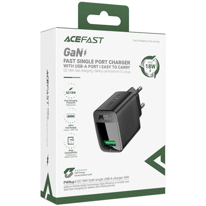 Мережевий зарядний пристрій Acefast A90 QC3.0 18W (1USB-A) - Зображення 4