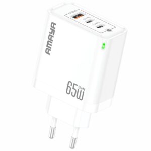 Мережевий зарядний пристрій Amaya E102T PD65W+QC3.0 GaN (1USB-A/2C)