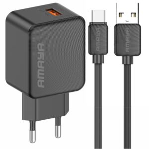 Мережевий зарядний пристрій Amaya E111U QC3.0 18W (1USB-A) + кабель USB to Type-C