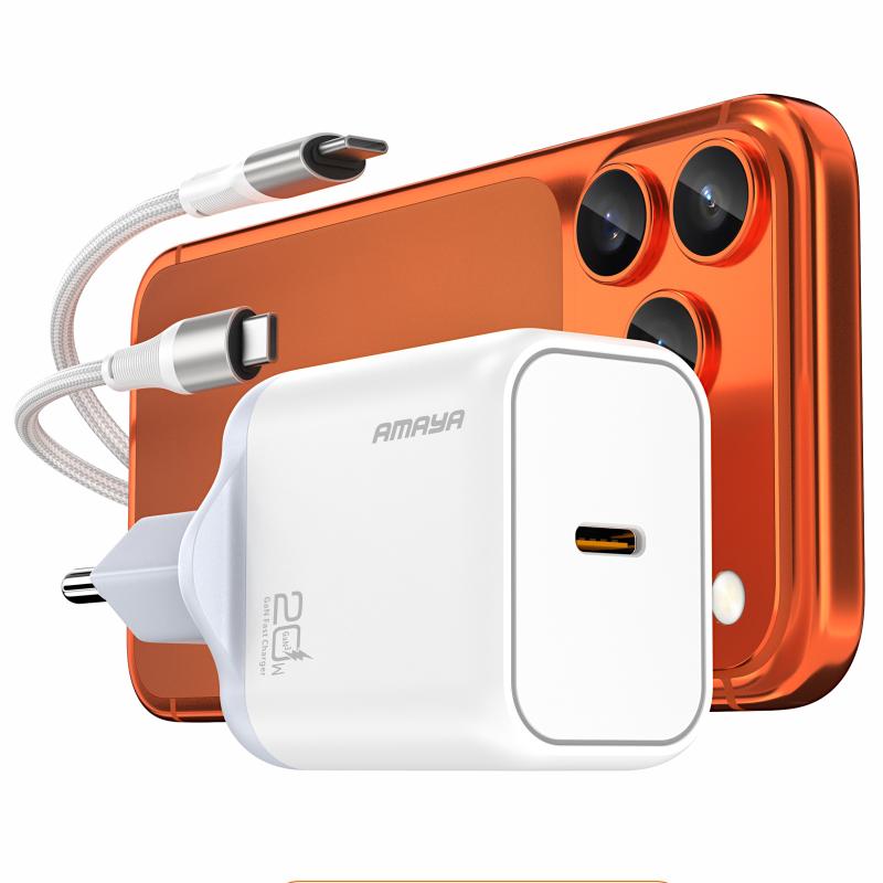 Мережевий зарядний пристрій Amaya E280S PD20W GaN (1USB-C) + кабель Type-C to Type-C