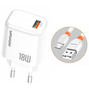 Мережевий зарядний пристрій Amaya E56 QC3.0 18W (1USB-A) + кабель USB to MicroUSB