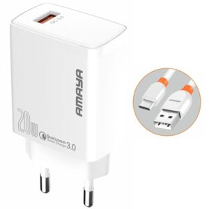 Мережевий зарядний пристрій Amaya E57S QC3.0 20W (1USB-A) + кабель USB to Type-C