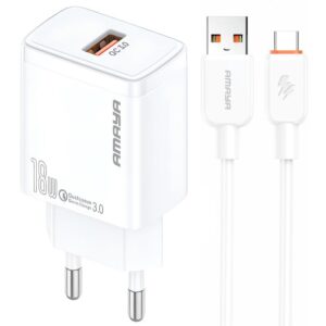 Мережевий зарядний пристрій Amaya E59S QC3.0 18W (1USB-A) + кабель USB to Type-C