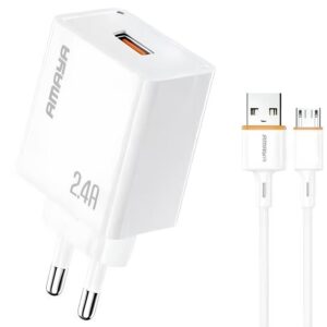 Мережевий зарядний пристрій Amaya E79D 2.4A (1USB-A) + кабель USB to MicroUSB