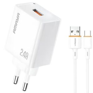 Мережевий зарядний пристрій Amaya E79D 2.4A (1USB-A) + кабель USB to Type-C