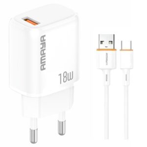 Мережевий зарядний пристрій Amaya U79S QC3.0 18W (1USB-A) + кабель USB to Type-C
