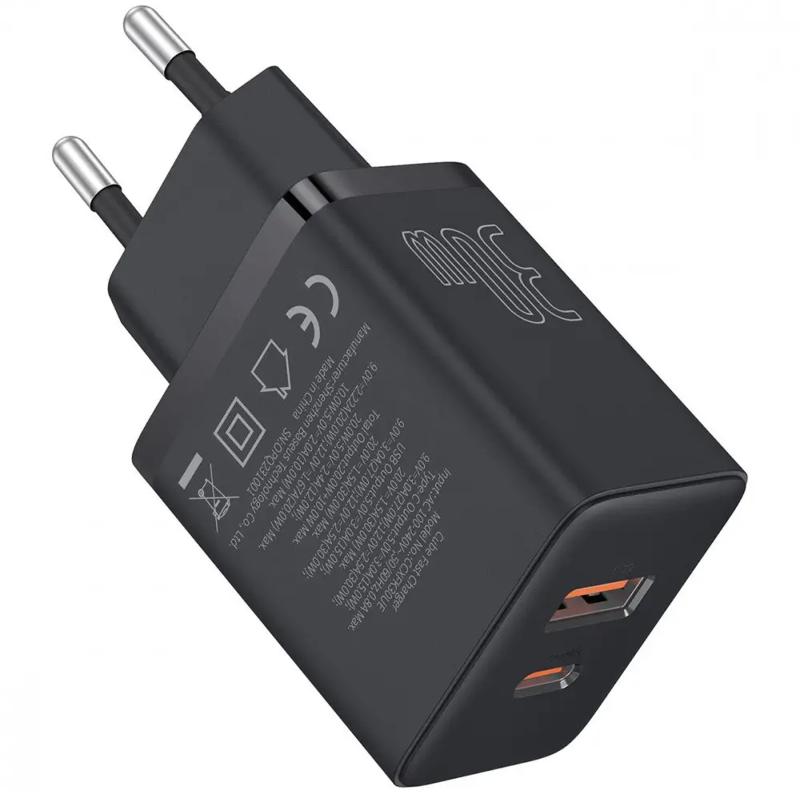 Мережевий зарядний пристрій Baseus Cube Pro Fast Charger PD30W+QC3.0 (1USB-A/1C) (P10111404) - Зображення 3