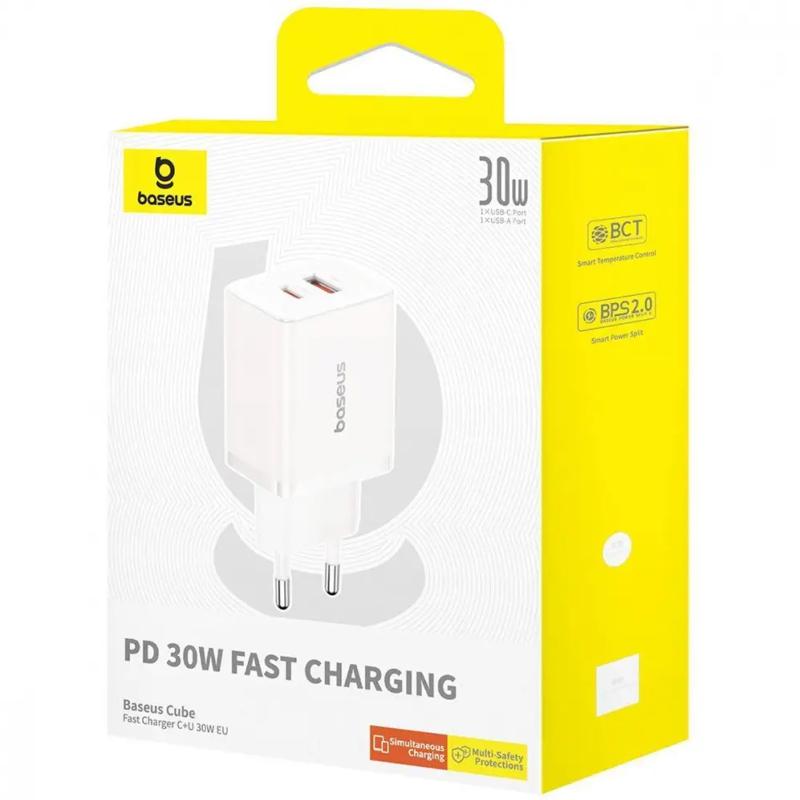Мережевий зарядний пристрій Baseus Cube Pro Fast Charger PD30W+QC3.0 (1USB-A/1C) (P10111404) - Зображення 2