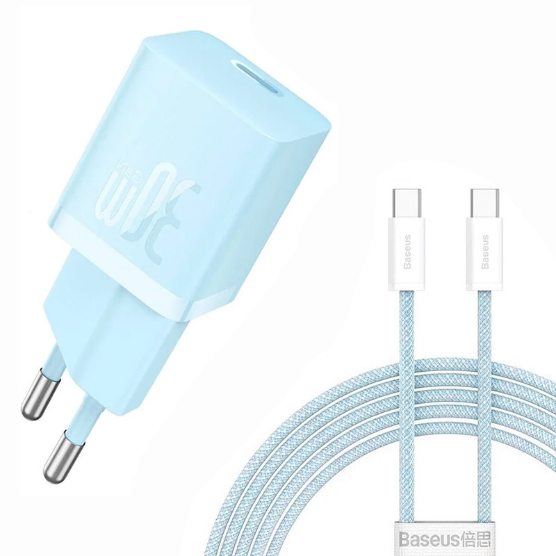 Мережевий зарядний пристрій Baseus GaN5 Fast Charger mini PD30W (1USB-C) + кабель Type-C to Type-C (P10110902)