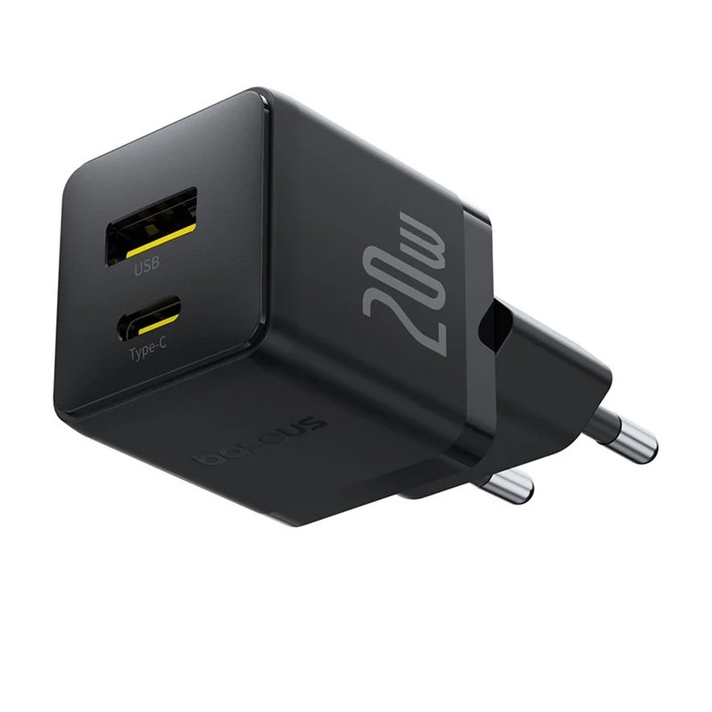 Мережевий зарядний пристрій Baseus Palm Fast Charger PD20W+QC3.0 (1USB-A/1C) + кабель Type-C to Type-C (P10111608) - Зображення 2