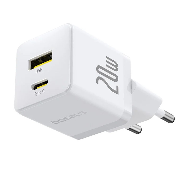 Мережевий зарядний пристрій Baseus Palm Fast Charger PD20W+QC3.0 (1USB-A/1C) + кабель Type-C to Type-C (P10111608) - Зображення 2