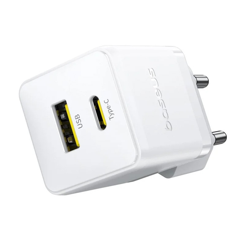 Мережевий зарядний пристрій Baseus Palm Fast Charger PD20W+QC3.0 (1USB-A/1C) + кабель Type-C to Type-C (P10111608) - Зображення 3