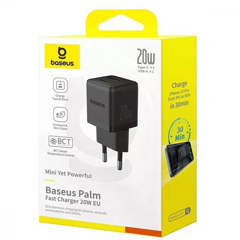 Мережевий зарядний пристрій Baseus Palm Fast Charger 20W (1USB-A/1C) (P10111608) - Зображення 2