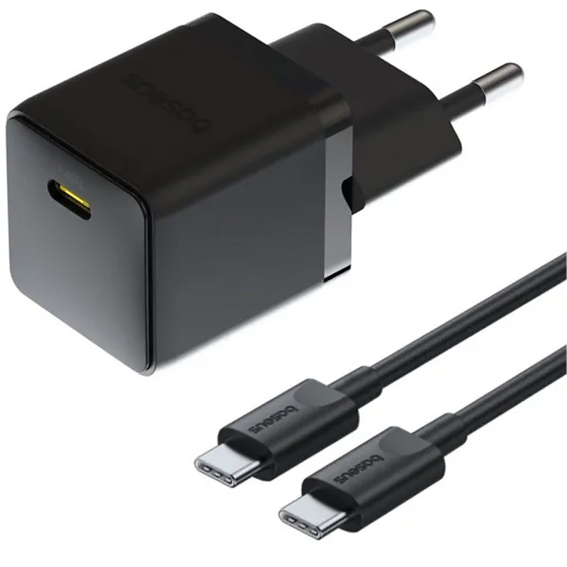 Мережевий зарядний пристрій Baseus Palm Fast Charger 20W (1USB-C) + кабель Type-C to Type-C (P10111602)