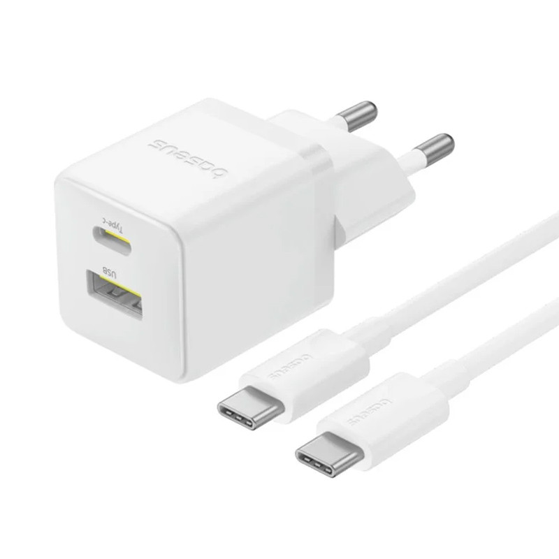 Мережевий зарядний пристрій Baseus Palm Fast Charger PD30W+QC3.0 (1USB-A/1C) + кабель Type-C to Type-C (P1011160A)