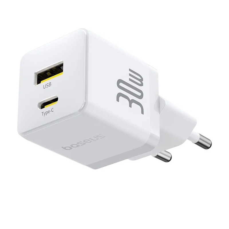 Мережевий зарядний пристрій Baseus Palm Fast Charger PD30W+QC3.0 (1USB-A/1C) + кабель Type-C to Type-C (P1011160A) - Зображення 2