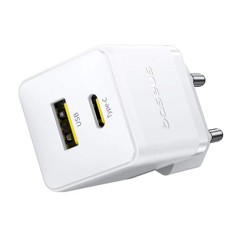 Мережевий зарядний пристрій Baseus Palm Fast Charger PD30W+QC3.0 (1USB-A/1C) + кабель Type-C to Type-C (P1011160A) - Зображення 3