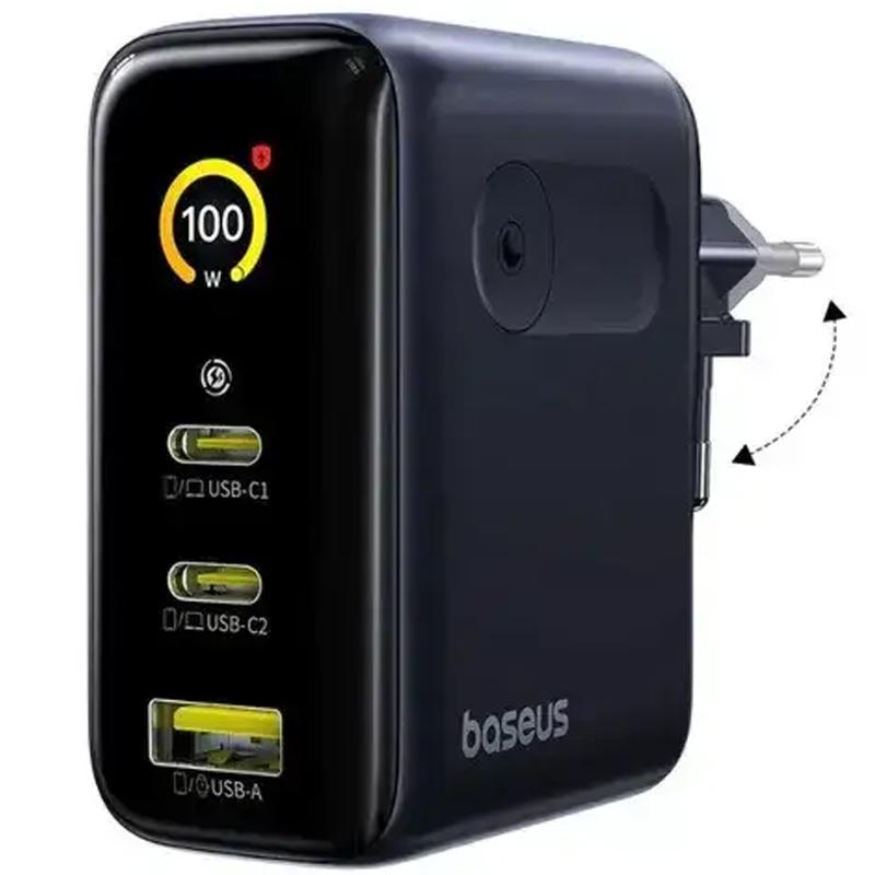 Мережевий зарядний пристрій Baseus PicoGo AE21 Fast Charger 100W (1USB-A/2C) + кабель Type-C to Type-C (E0121B) - Зображення 2