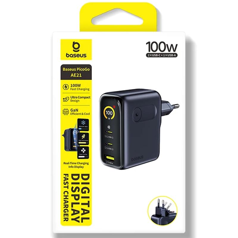 Мережевий зарядний пристрій Baseus PicoGo AE21 Fast Charger 100W (1USB-A/2C) + кабель Type-C to Type-C (E0121B) - Зображення 4