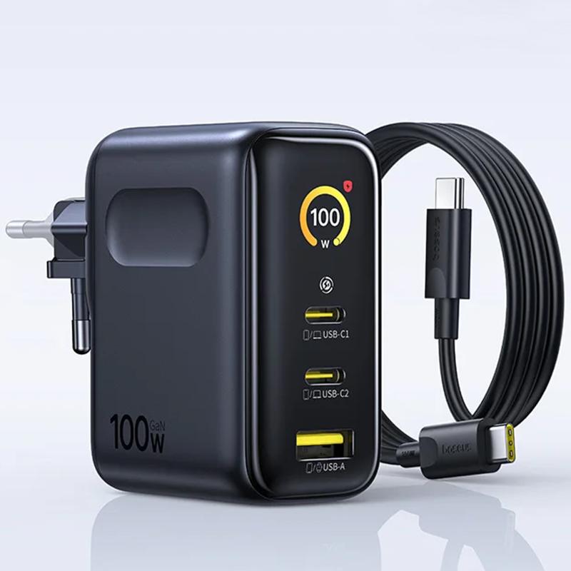 Мережевий зарядний пристрій Baseus PicoGo AE21 Fast Charger 100W (1USB-A/2C) + кабель Type-C to Type-C (E0121B) - Зображення 5