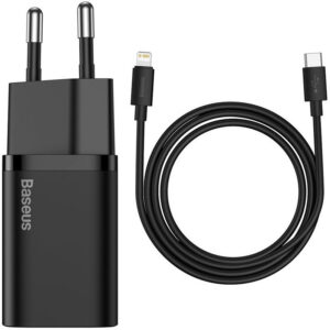 Мережевий зарядний пристрій Baseus Super Si Quick Charger PD20W (1USB-C) + кабель Type-C to Lightning (TZCCSUP-B)