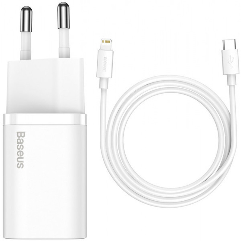 Мережевий зарядний пристрій Baseus Super Si Quick Charger PD20W (1USB-C) + кабель Type-C to Lightning (TZCCSUP-B)